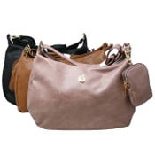Wholesale - ASST HOBO HANDBAG wTOP ZIPPER CLOSURE & ADJUSTABLE SHOULDER STRAP C/P 12